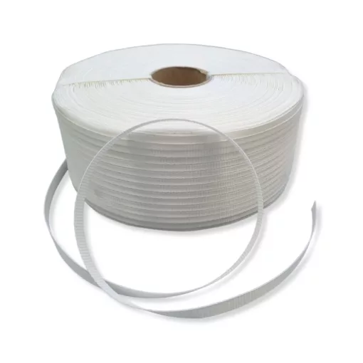 Pántszalag 16mm x 850 m, keresztben szőtt, fehér PET, 76mm-es cséveátmérő (GW50 L)