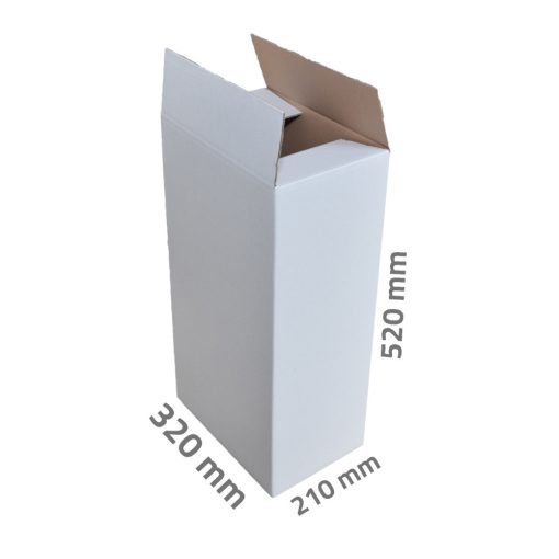 Kartondoboz 320 x 210 x 520 mm - 3 rétegű papírdoboz, fehér