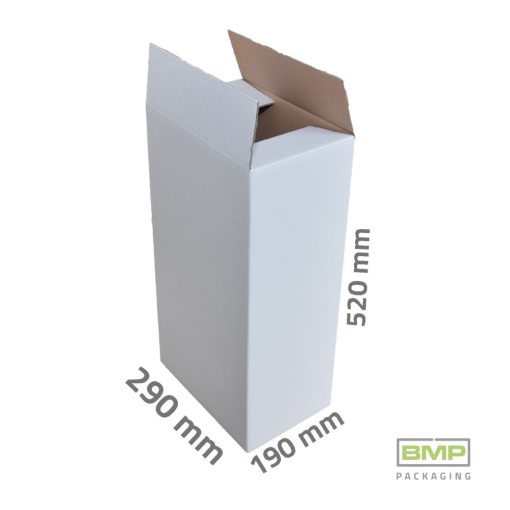 Kartondoboz 290 x 190 x 520 mm - 3 rétegű papírdoboz, fehér
