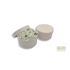 Díszdoboz kerek fehér 10,8 x 6,2 cm - 6 db / csomag