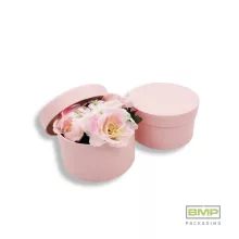 Díszdoboz kerek rózsaszín 10,8 x 6,2 cm - 6 db / csomag