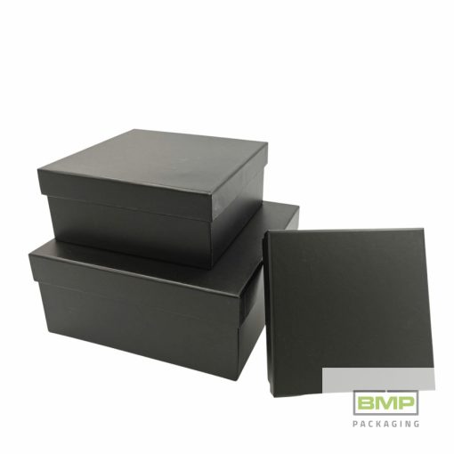 Díszdoboz kocka fekete 3 db / csomag, növekvő méretekben 