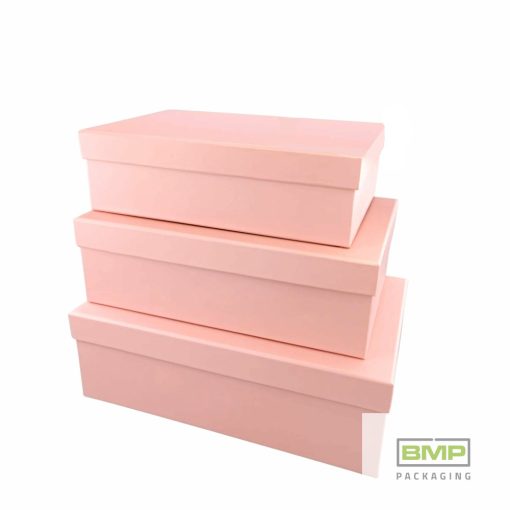 Díszdoboz téglalap alakú, rózsaszín 3 db / csomag, növekvő méretekben