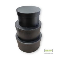 Díszdoboz kerek fekete, 3 db / csomag, növekvő méretekben