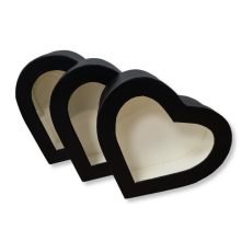 Díszdoboz szív alakú fekete (átlátszó tetővel) 3 db / csomag, növekvő méretekben