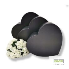 Díszdoboz szív alakú fekete 3 db / csomag, növekvő méretekben