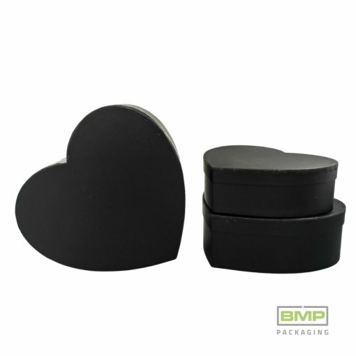 Díszdoboz szív alakú fekete 3 db / csomag, növekvő méretekben