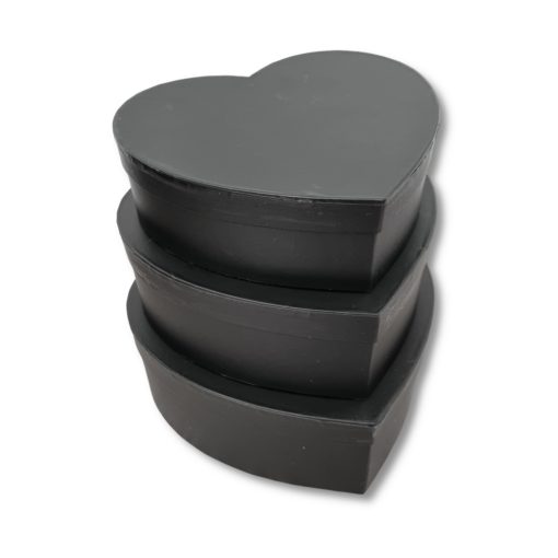 Díszdoboz szív alakú fekete 3 db / csomag, növekvő méretekben