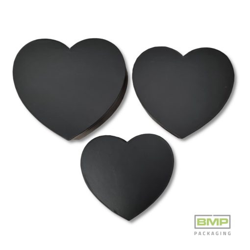 Díszdoboz szív alakú fekete 3 db / csomag, növekvő méretekben