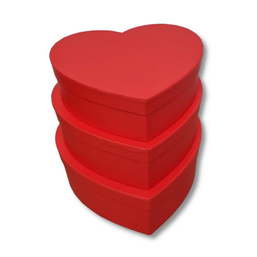 Díszdoboz szív alakú piros 3 db / csomag, növekvő méretekben