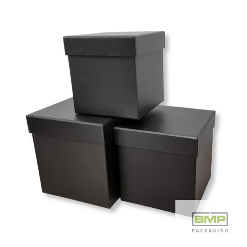 Díszdoboz kocka fekete 3 db / csomag, növekvő méretekben