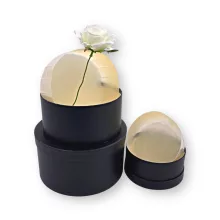 Díszdoboz kerek fekete (műanyag betéttel) 3 db / csomag, növekvő méretekben