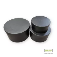 Díszdoboz kerek fekete (műanyag betéttel) 3 db / csomag, növekvő méretekben