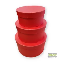 Díszdoboz kerek piros (műanyag betéttel) 3 db / csomag, növekvő méretekben