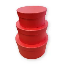 Díszdoboz kerek piros (műanyag betéttel) 3 db / csomag, növekvő méretekben