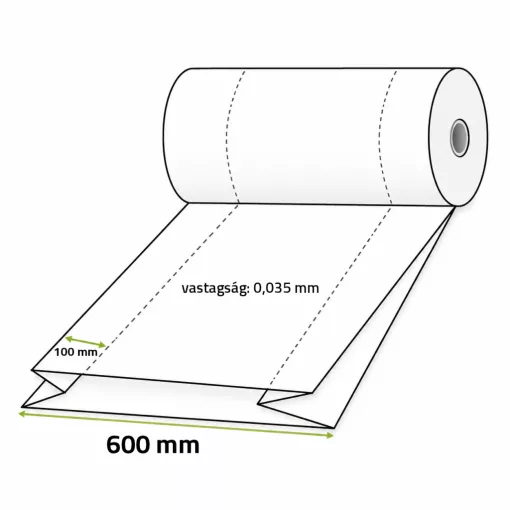 Mosodai fóliatömlő 600 + 2 x100 x 0,035 mm