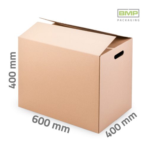 Kartondoboz 600x400x400 mm - 5 rétegű kimetszett füles költöztető doboz