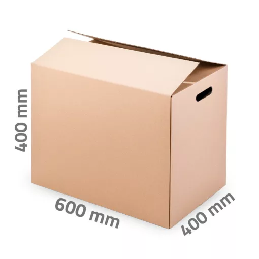 Kartondoboz 600x400x400 mm - 5 rétegű kimetszett füles költöztető doboz