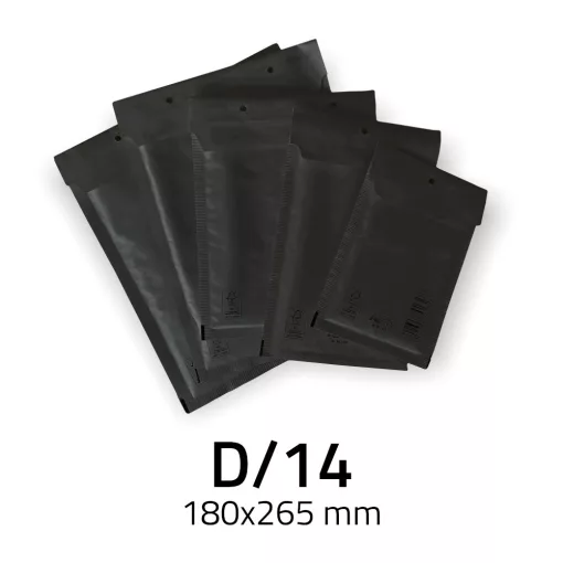 Légpárnás Boríték (buborékos boríték) D/14 fekete - 180x265 mm