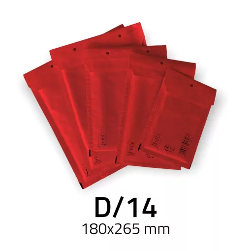 Légpárnás Boríték (buborékos boríték) D/14 piros - 180x265 mm