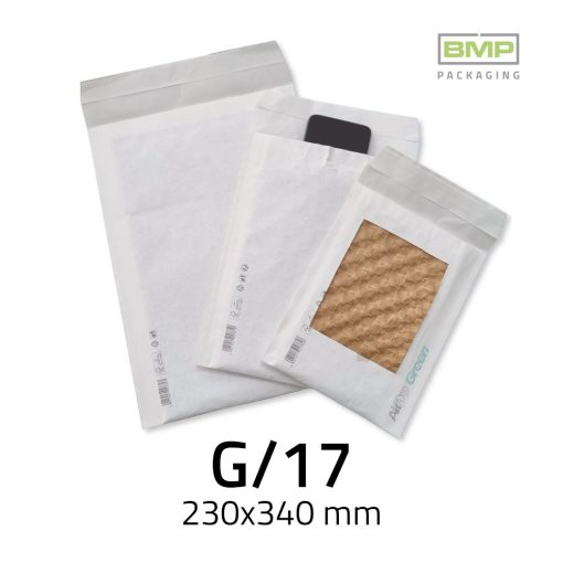 Légpárnás boríték (100% papír alapú) G/17 fehér - 230x340 mm