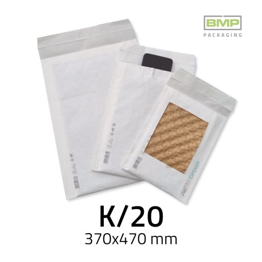 Légpárnás boríték (100% papír alapú) K/20 fehér - 370x470 mm