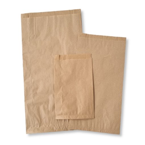 Papírtasak, barna - 140+50x250mm
