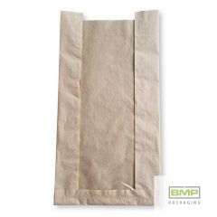 Papírtasak (ablakos), barna - 180+65x350mm