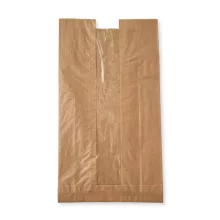 Papírtasak (ablakos), barna - 230+55x450mm