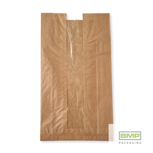 Papírtasak (ablakos), barna - 230+55x450mm