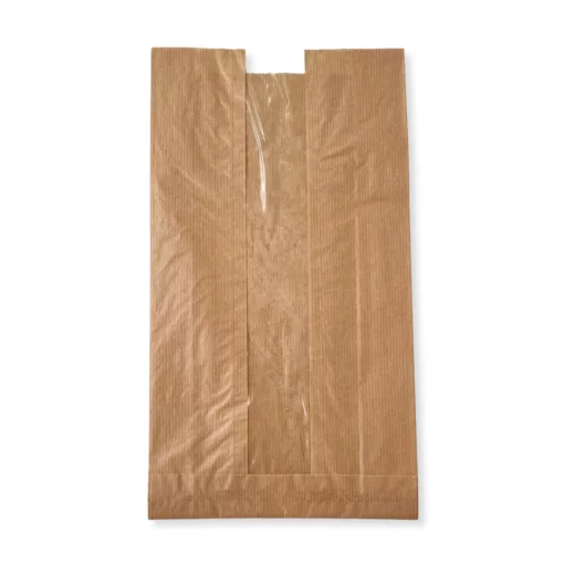 Papírtasak (ablakos), barna - 230+55x450mm