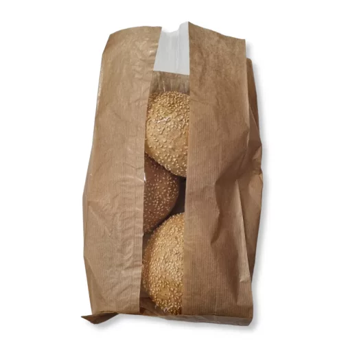 Papírtasak (ablakos), barna - 230+55x450mm