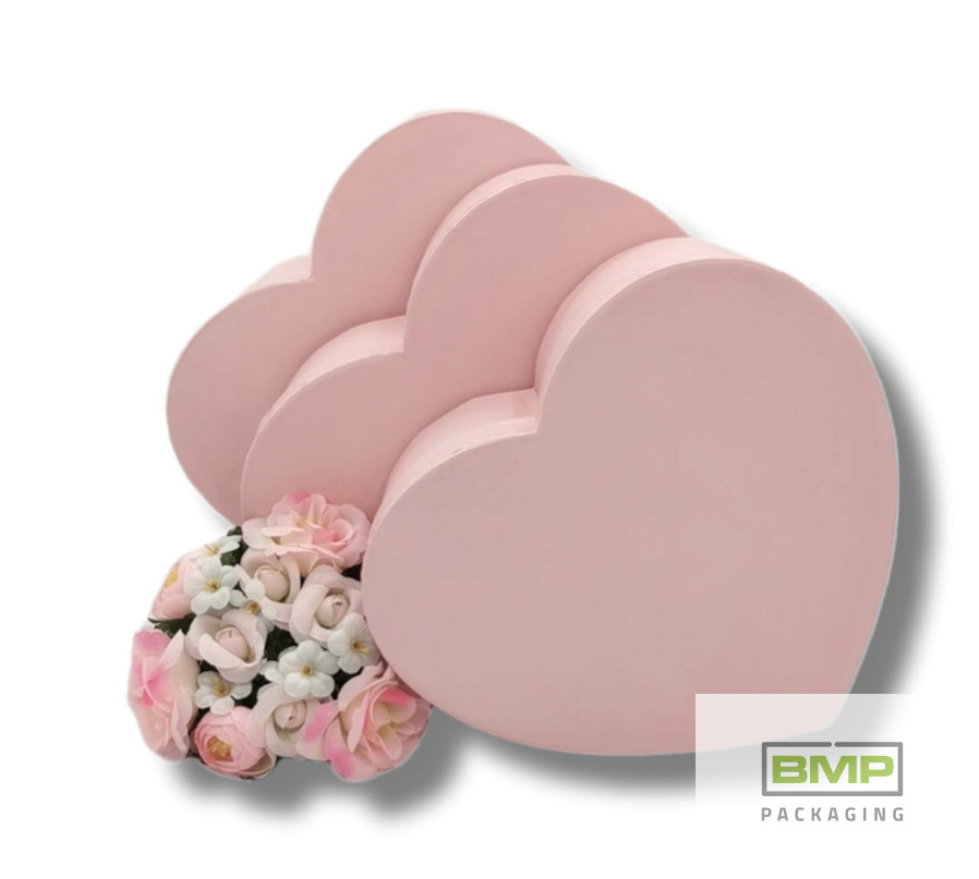 Díszdoboz szív alakú rózsaszín 3 db / csomag, növekvő méretekben